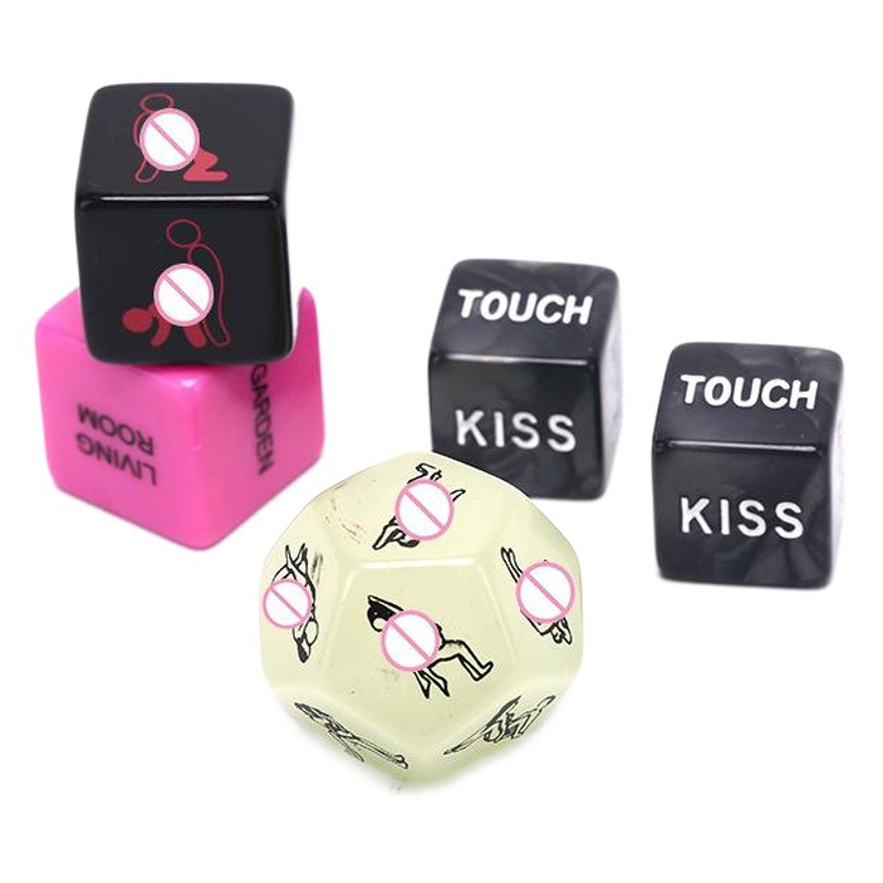 Comercio exterior sexy luminoso 5-en-1 12 dados de la postura 6-sided Inglés dados transfronterizos adultos juego previo dados de juguete