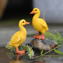 创意情侣小黄鸭摆件户外花园庭院桌面假山鱼池动物装饰工艺品送礼