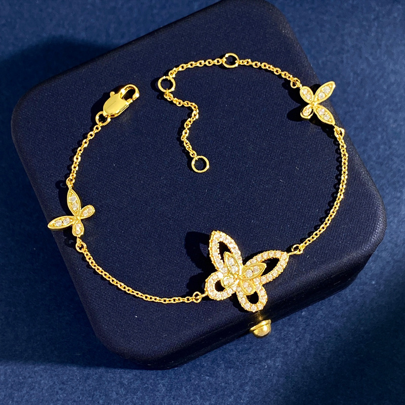 Elegant Lady Butterfly Copper Inlay Zircon Bracelets Earrings Necklace display picture 2