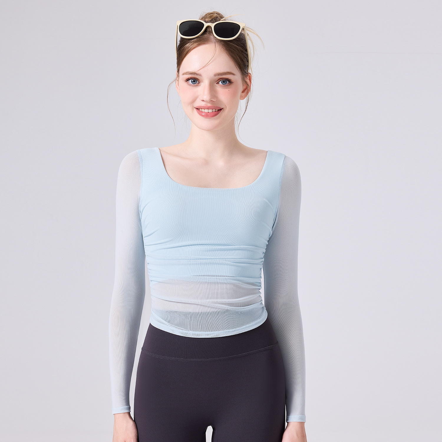 Nuevo cuerpo delgado y delgado ropa deportiva de fitness cool mesh transpirable cinturón de pecho chaleco de cuello U camiseta de carrera