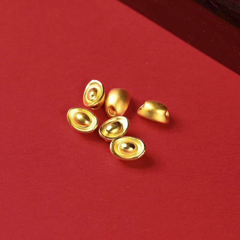 999 Pure Gold Small Ingot 5g Gold with Beads Transfer Ingot Zodiac Year DIY Bracelet Pure Gold Accessories Couple Baby