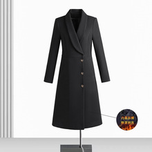 加厚毛呢外套女冬夹棉中长款呢子西装款大衣前台工装珠宝店工作服
