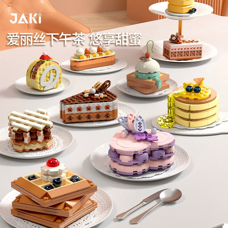 Jiaqi JK5618-28 Alice: полуденный чай, торт, закуска, конструктор для девочек из мелких гранул, модель продуктов