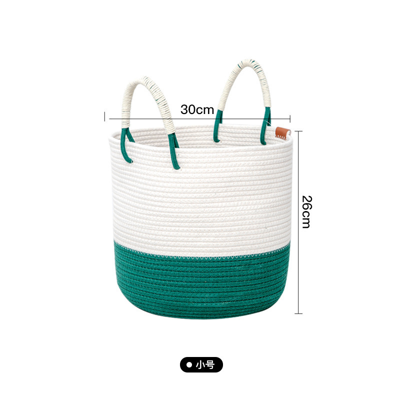 Cesta de almacenamiento tejida con cuerda de algodón, barril de almacenamiento, juguetes de mesa, artículos diversos, canasta de ropa sucia, canasta de lavandería, caja de almacenamiento