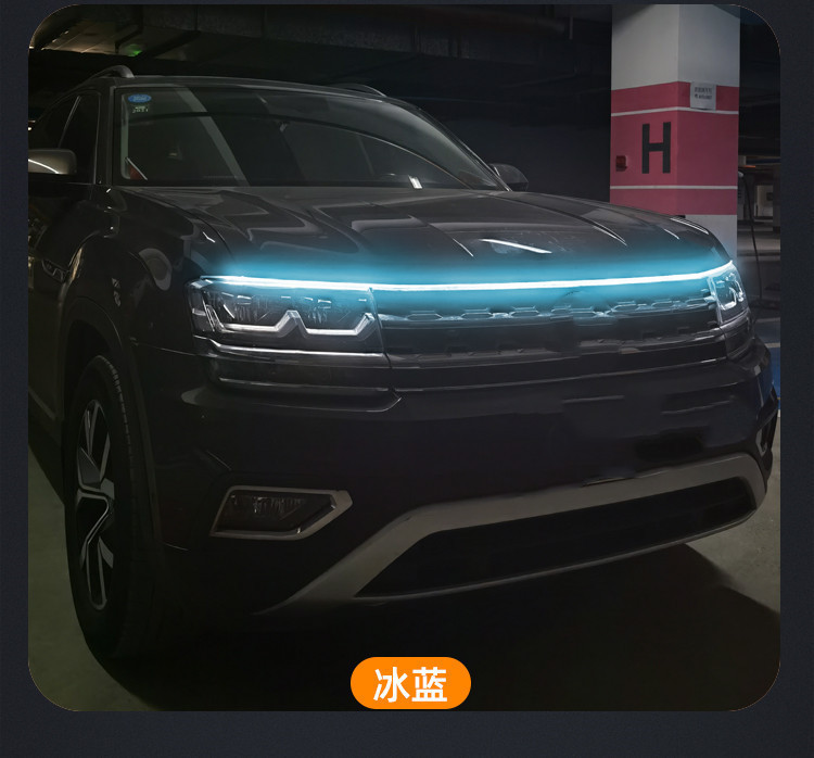 Car start-up scan welcome dynamic sequential daytime running lights, hood decoration lights, grille LED modification lights