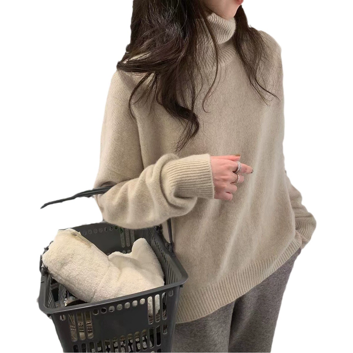 Ленивый ветер с высоким воротником сплошной свитер