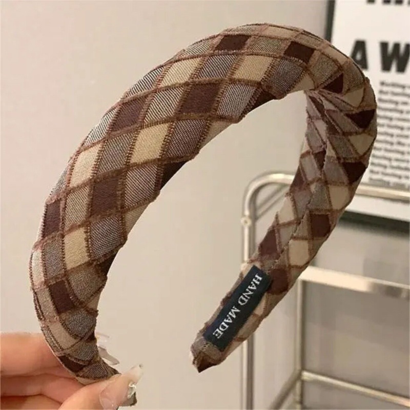 海绵格纹发箍女外出百搭发卡头箍高级感高颅顶发饰新款高颅顶发箍|undefined