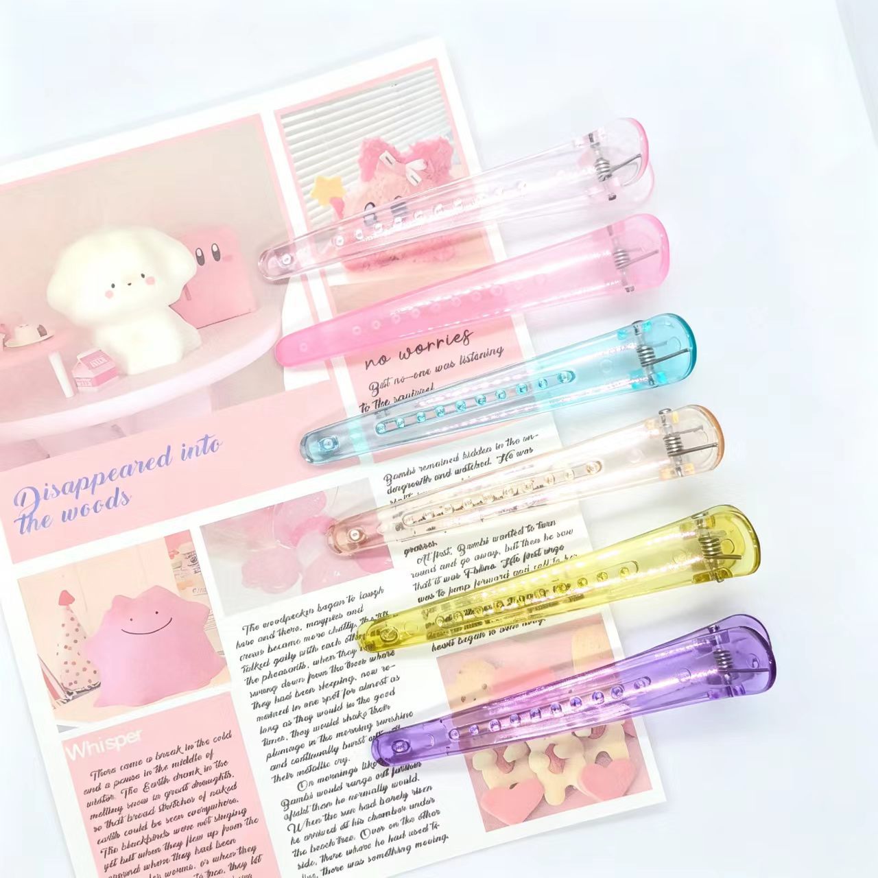 8cm Korean-Style Plastic Jelly Clips Candy-Colored Hair Clips Hairdressing Duckbill Clips DIY Making Translucent Duckbill Clips Wholesale