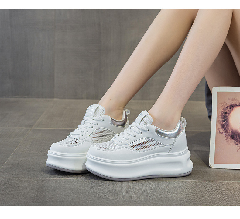 Giày sneaker nữ đế dày da PU trắng phong cách thể thao — Bạc 5056, Vàng 5056 chi tiết 11