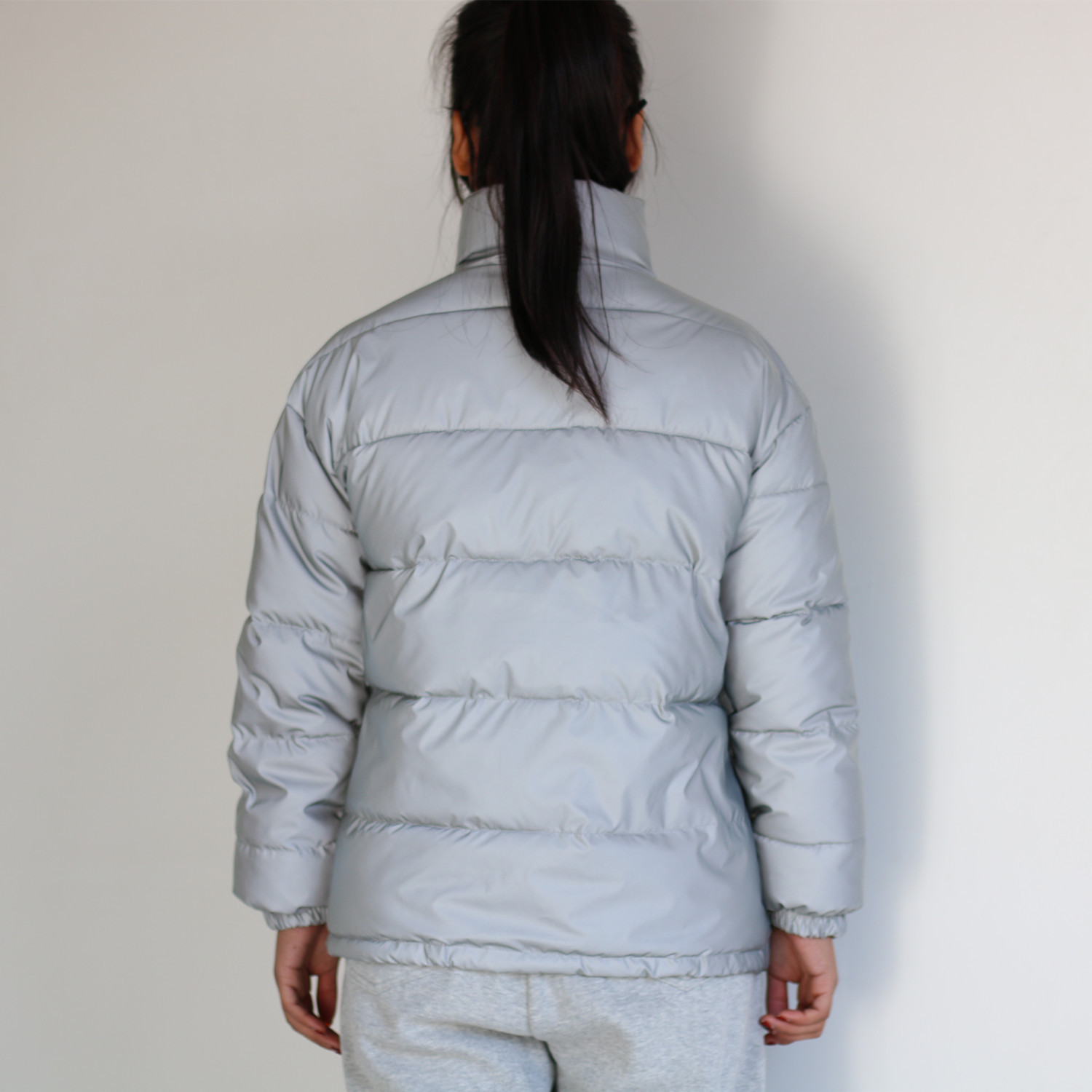 Men's Clothing stand collar reflective cotton coat for women fashion luminous thick cotton coat_voghion.com