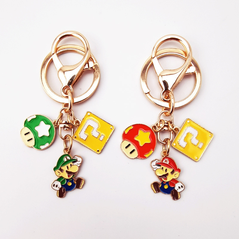 Super Mario Keychain Pendant Mario Couple School Bag Hanging Jewelry Cartoon AirPods Protective Cover Gift
