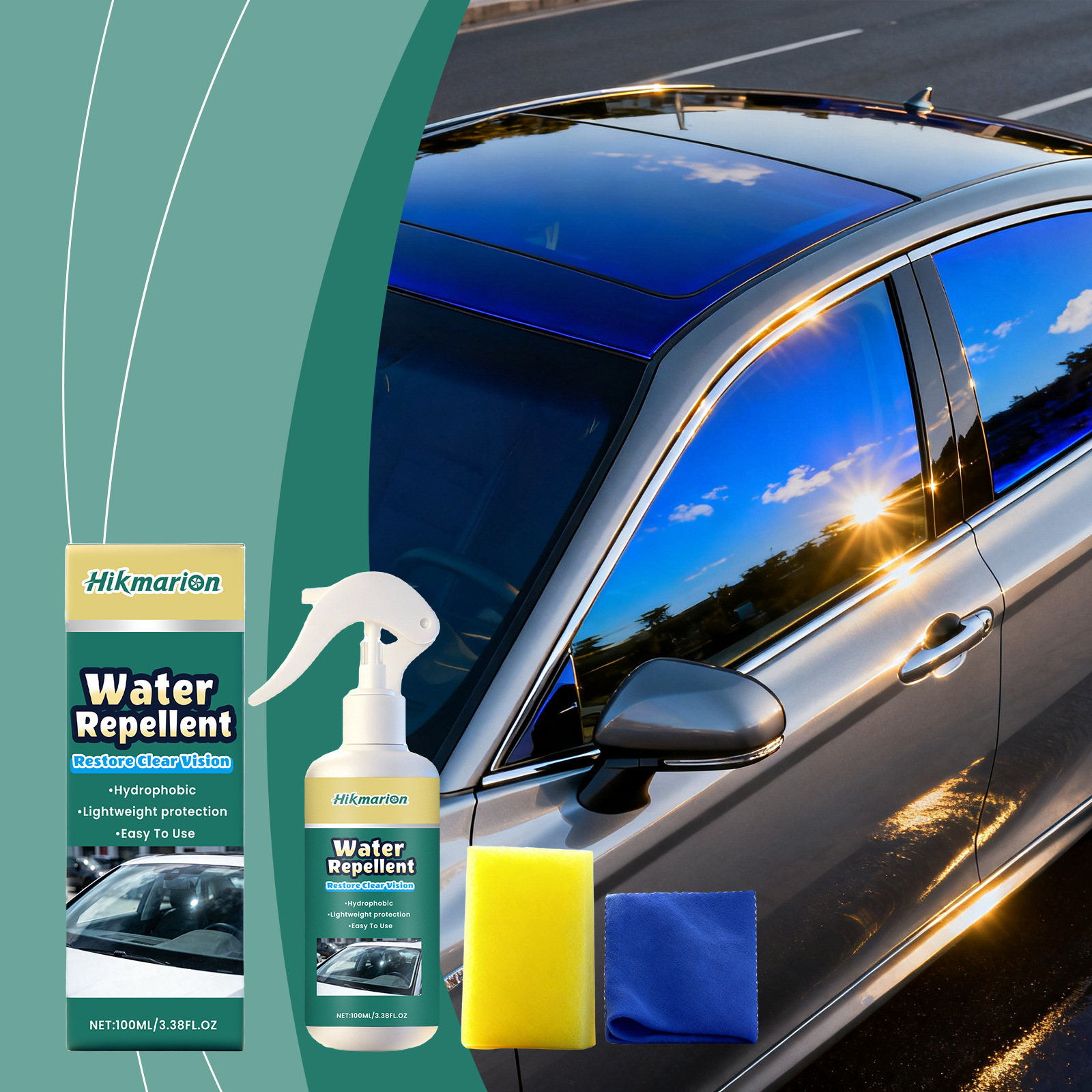 Hikmarion 玻璃防水喷雾套装 汽车车窗玻璃清洁去污视野洁净用品