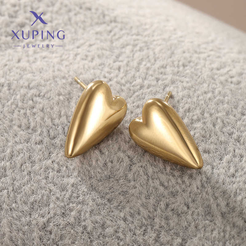 Xuping acero inoxidable geométrico liso corazón de桃 gota de agua pendientes de orejas europeas y americanas populares INS pendientes de orejas minimalistas para mujeres