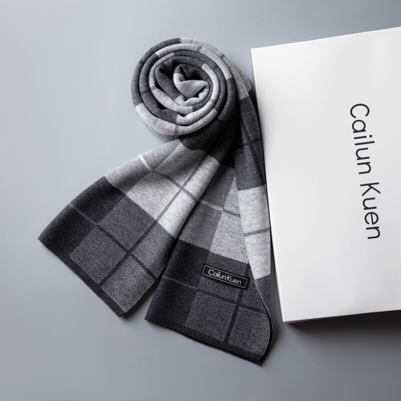 2024 autumn and winter new men's scarf men's wool Korean long thick warm knitted scarf manufacturers wholesale