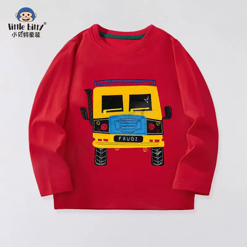 2025年新款卡通欧美风长袖棉T恤童装男童中小童长袖T恤儿童上衣