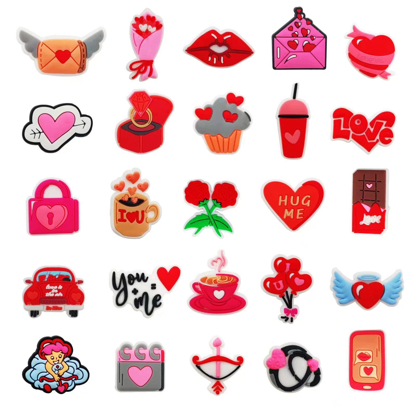 День Святого Валентина серия отверстия Аксессуары для обуви обувь цветок пряжка для обуви DIY декоративные аксессуары ПВХ мультфильм аниме