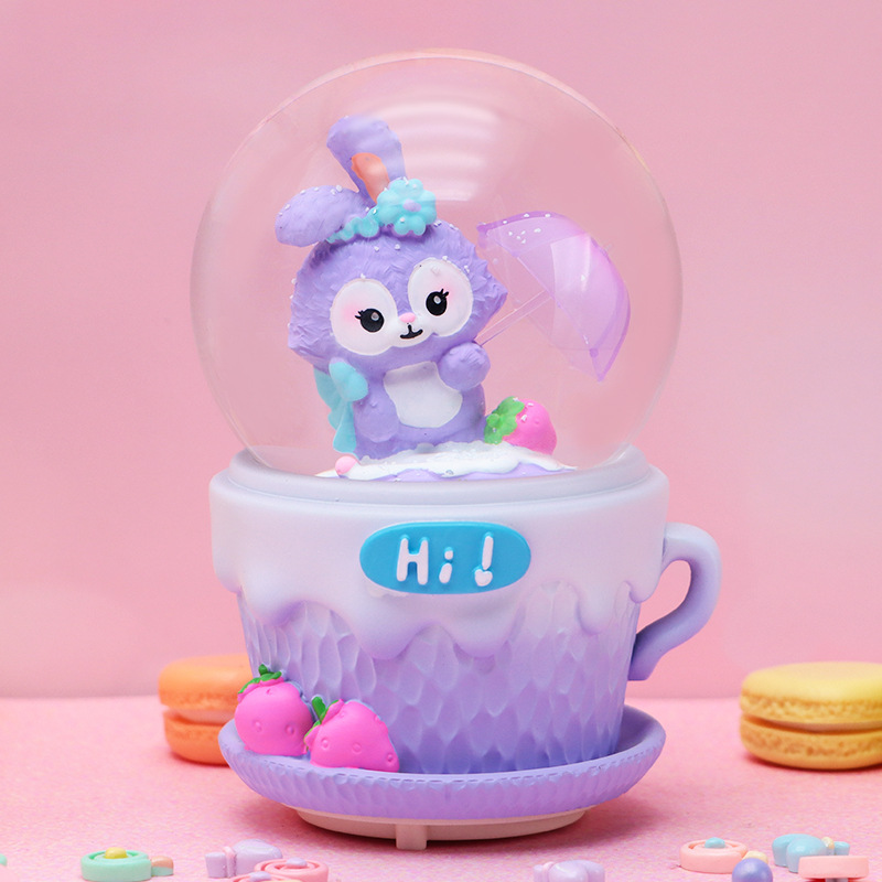 Romántico secreto bosque bola de cristal luminosa caja de música caballo blanco creativo decoración de escritorio de niña regalo de estudiante al por mayor