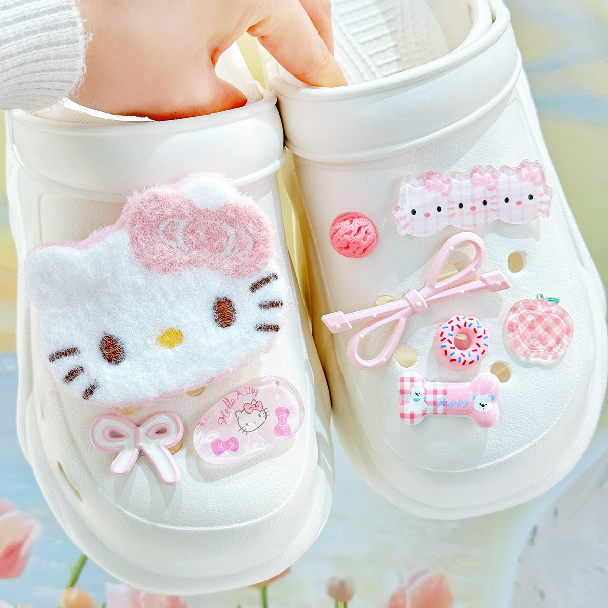 可爱毛绒KT猫胸针饰品配件洞洞鞋配饰鞋花发饰发夹diy手工材料