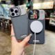 Suitable for iPhone16 Phone Case Borderless Carbon Fiber Apple 15 Leather Magnetic Lens Bracket Protective Cover