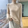 半高领卷边宽松无缝羊绒衫