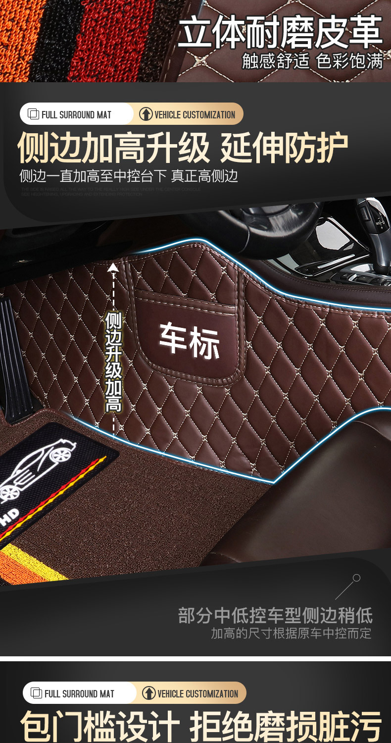 Fully enclosed car foot mat environmentally friendly material non-slip wear-resistant double-layer bag door side special car pedal mat