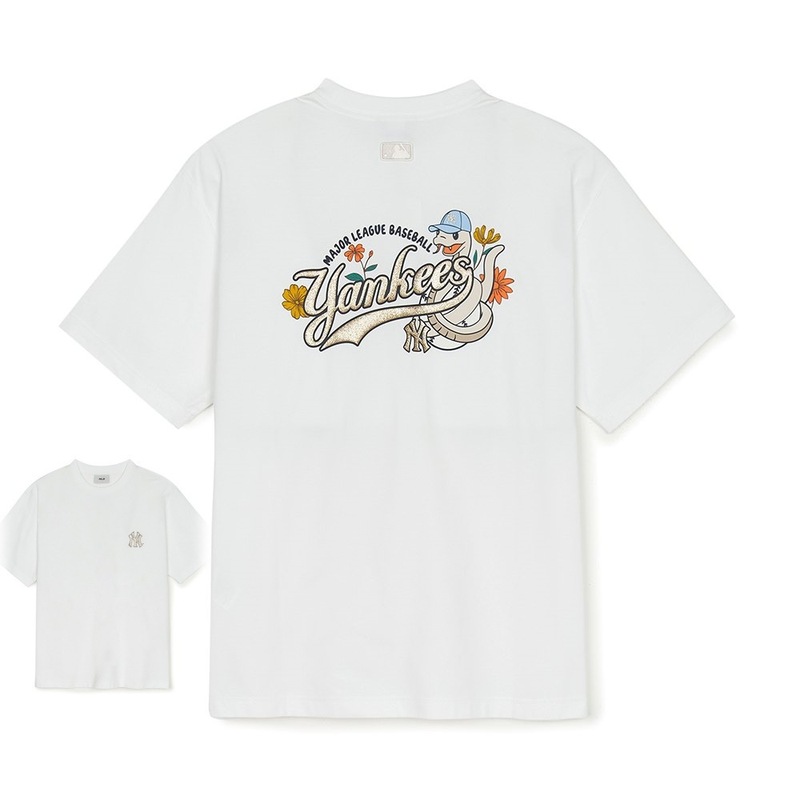 クロスボーダー MLB&NY ベーシックプリント高品質レディース T メンズ半袖コレクション共同ブランドの純綿通気性ボトリングシャツ|undefined