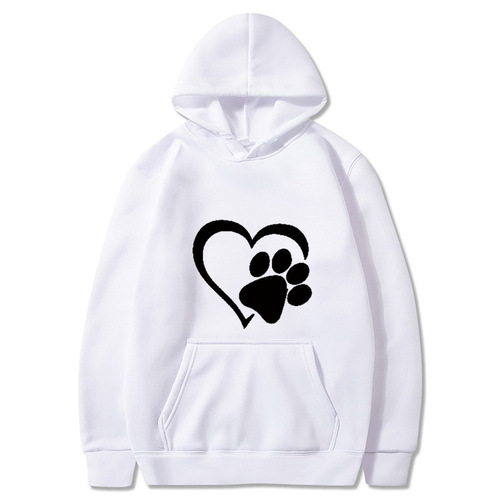 Men's Black Cat Paw Heart Couple Hoodie Direct Supply from Manufacturer, One Piece Dropshipping for Spring and Autumn 2024