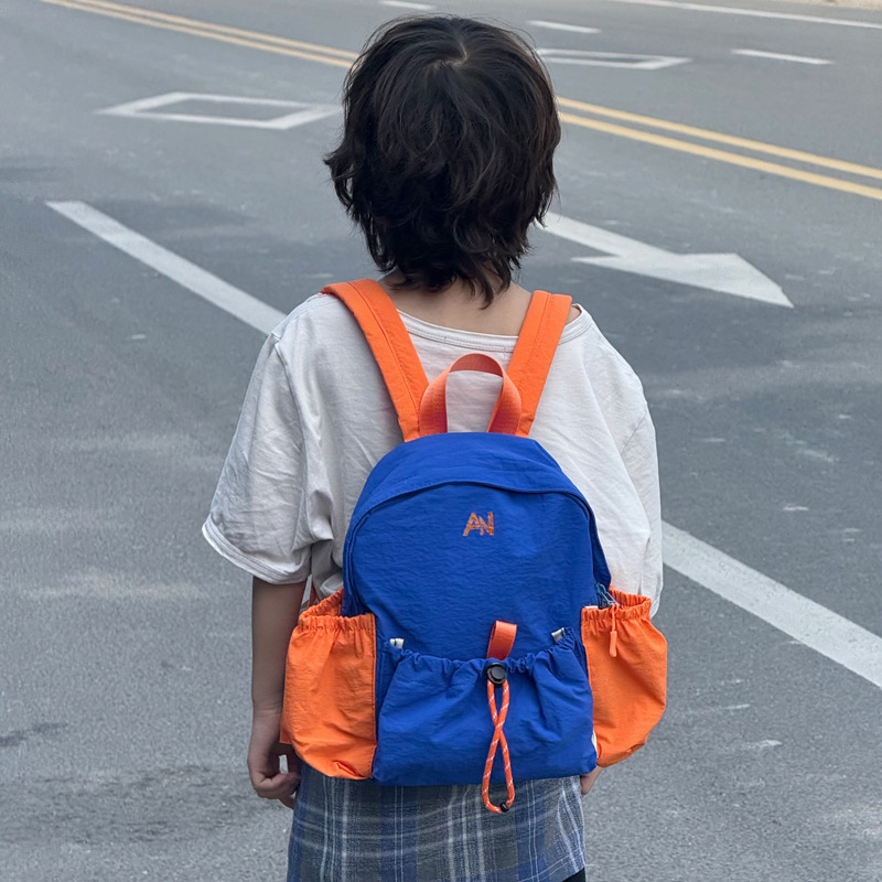 Jardín de infantes bolsas escolares de color contraste cuerda de dibujo de gran capacidad mochila de niños y niñas al aire libre bolsa de montaña para niños