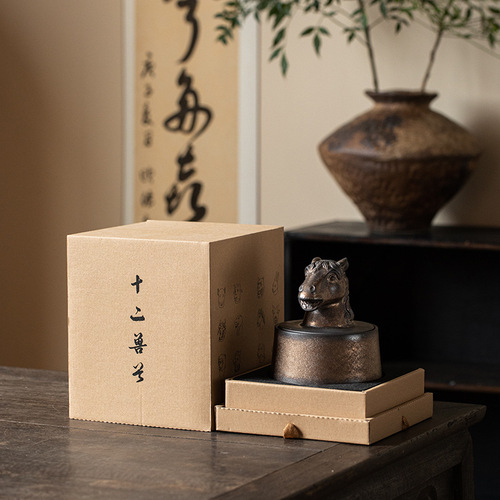 Twelve zodiac gilt iron glaze tea cans sealed tea warehouse ceramic storage cans Tieguanyin black tea Pu'er storage tea cans