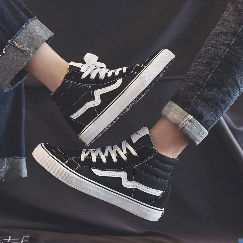 Tres zapatos de lona de caña alta para estudiantes masculinos y femeninos, versión coreana de zapatos casuales de todo fósforo, zapatos individuales, zapatillas de deporte de primavera, WDSW-90023