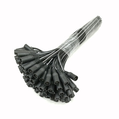 DC power cord, male/female DC lines, black wire, female socket, male plug, LED surveillance power adapter extension cord, input wire