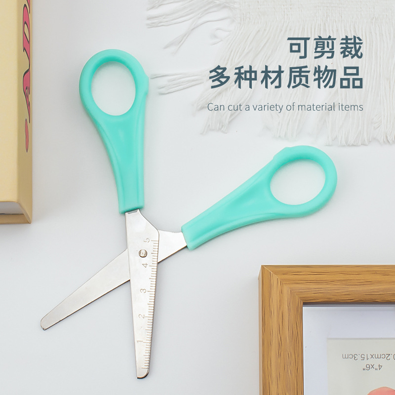 Tijeras para niños, herramientas manuales para cortar papel, tijeras de oficina, regla de medición DIY, tijeras pequeñas, venta al por mayor.