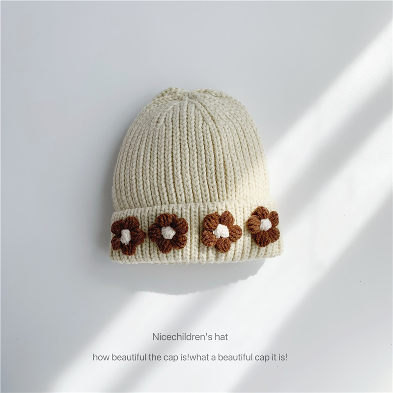 Unisex Flower knitted hat ins style women's fall everything autumn winter parent-child warm woolen hat_voghion.com