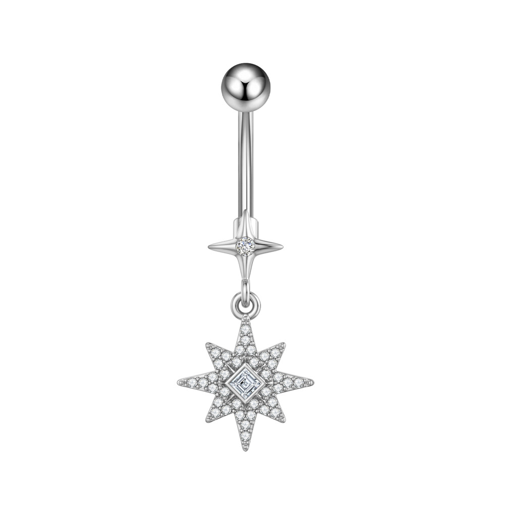 5g Weight Zircon Inlay Material Belly Ring Classification 1 Piece Quantity Casual, Bar Occasion 316 Stainless Steel Material Star, Flower, Butterfly Pattern All Seasons Season Unisex Gender Plating Design Hip-Hop, Simple Style, Cool Style Style 1 Piece 316 Stainless Steel Zircon Belly Rings Star Flower Butterfly Unisex 14