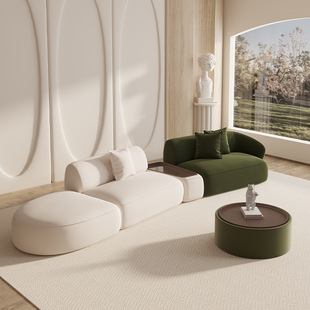 Light Luxury Modern Irregular Corner Sofa Beauty Salon Lounge Reception Meeting Negotiation Coffee Table Set Curved Sofa