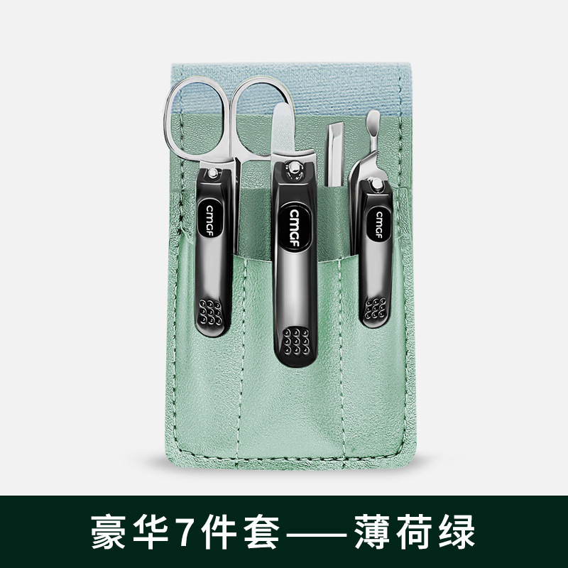 Regalo de cortador de uñas conjunto de trinchera de uñas conjunto de tijeras de uñas cuchara de orejas bolsas plegables portátiles de alto valor de cejas