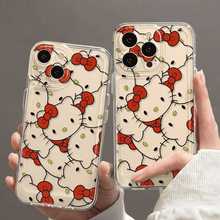 红蝴蝶结KT猫适用iPhone17promax手机壳苹果11/12/13/14透明卡通