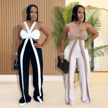 C7539跨境速卖通亚马逊欧美时尚女装性感肩带抹胸休闲阔腿连体裤