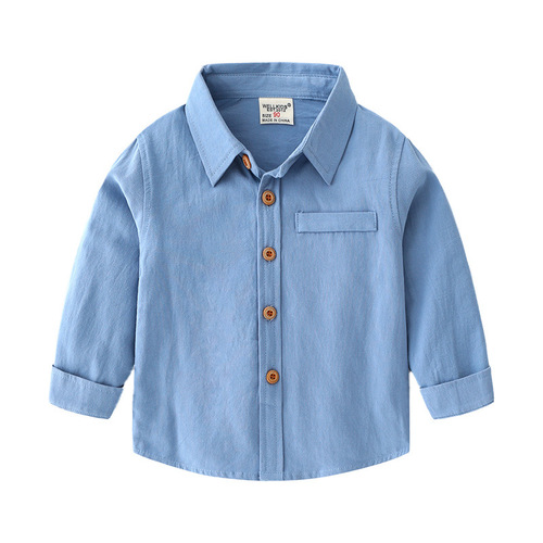  new children's clothing long-sleeved children's shirt solid color boys' shirt base online store agent Korean style tops