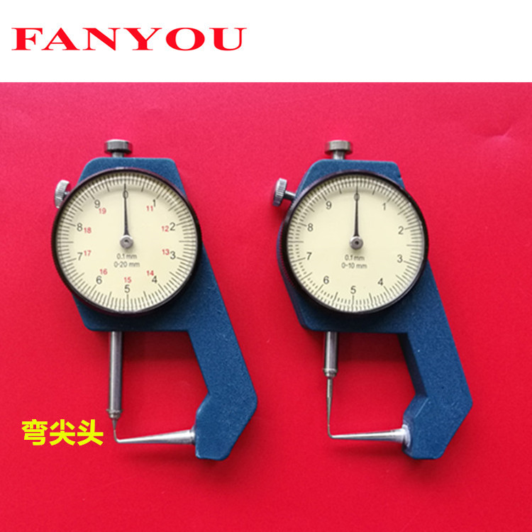 凡莜 弯尖头带表测厚规 皮革厚度表 薄膜厚度仪卡表卡规 角度尺