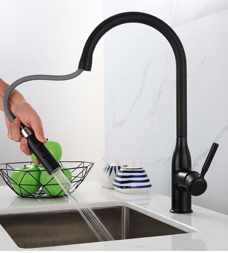 Guangdong gun gray pull-out kitchen cold and hot splash-proof faucet, all-copper kitchen sink telescopic faucet undefined