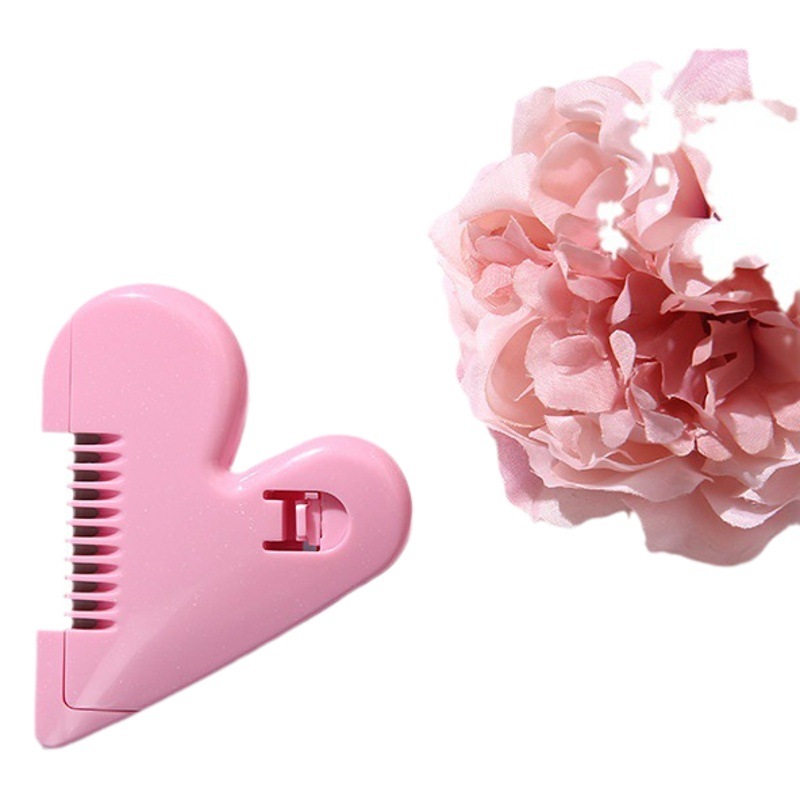 Maria melocotón Corazón de doble cara peine del pelo cuchillo de reparación del pelo amor Bangs niños delgados corte de pelo peine de autoservicio Trimmer