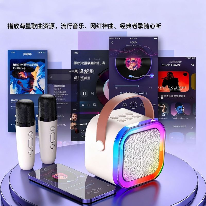 クロスボーダー K12 Bluetooth スピーカー カラオケ Bluetooth スピーカー USB ポータブル Bluetooth スピーカー ワイヤレス Bluetooth オールインワン 歌うサウンド|undefined