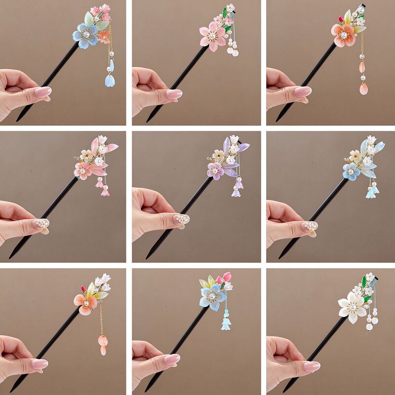 Small Fresh Flowers, Ancient Style Tassel Hairpins, New Chinese Style Imitation Ebony Hairpins, Ancient Cheongsam Accessories, Wooden Hairpins Small Fresh Flowers, Ancient Style Tassel Hairpins, New Chinese Style Imitation Ebony Hairpins, Ancient Cheongsam Accessories, Wooden Hairpins
