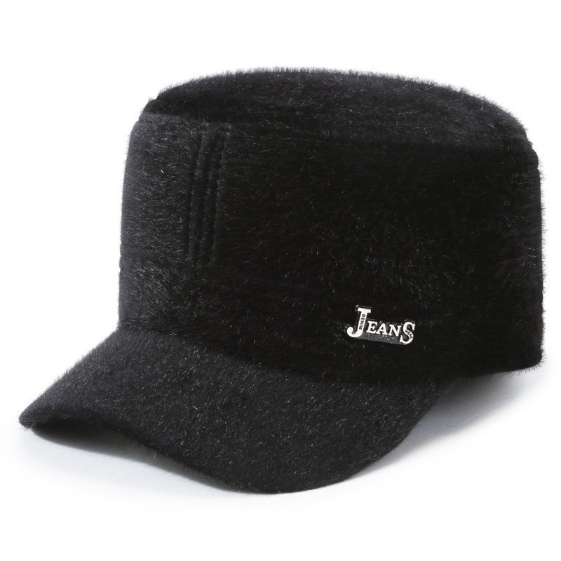 Mink feather flat top - black