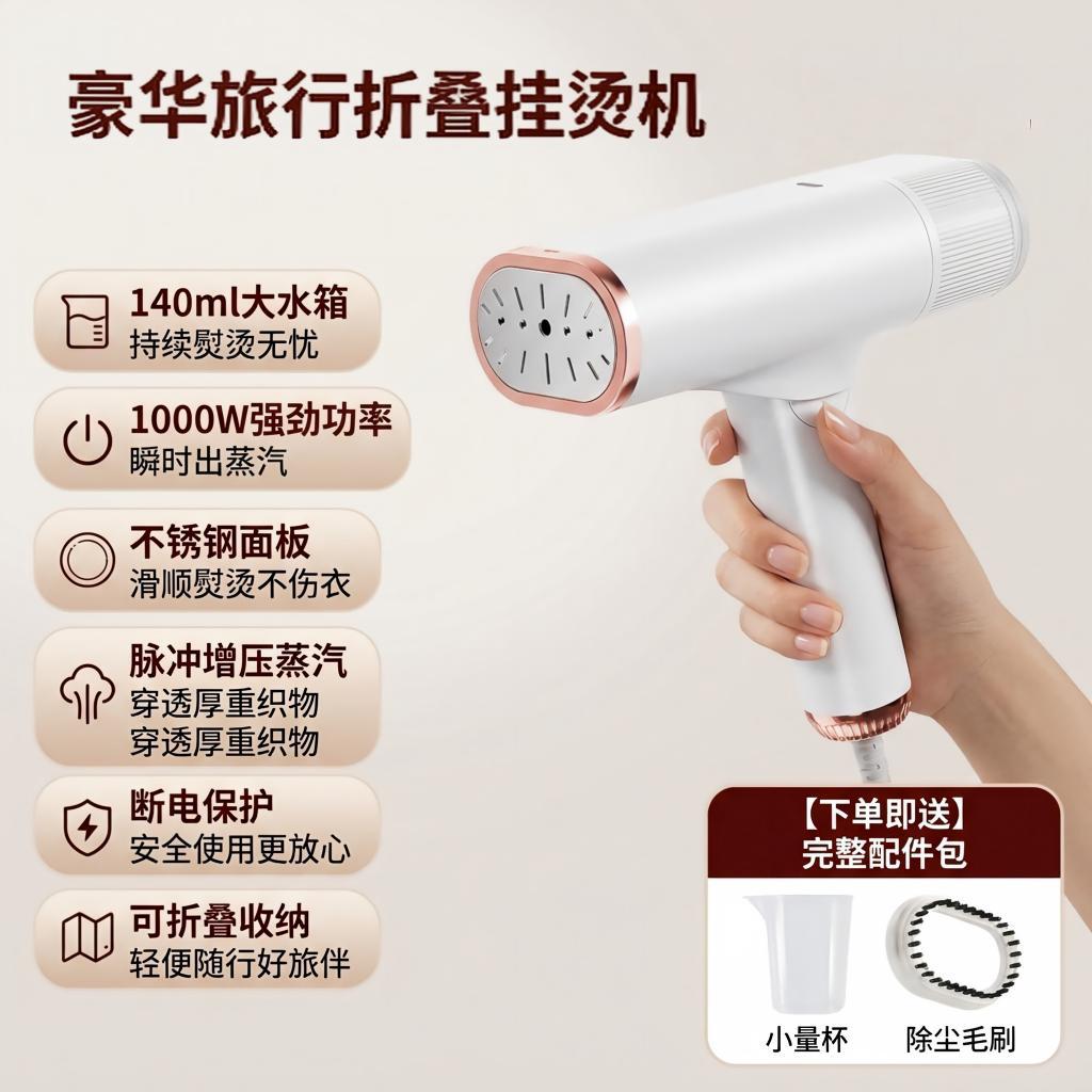 家用手持折叠挂烫机1000W大功率除皱便携蒸汽电熨斗现货批发跨境