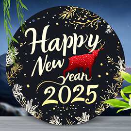2025年新年快乐亚克力标志，经典圣诞花环主题，节日礼物纪念