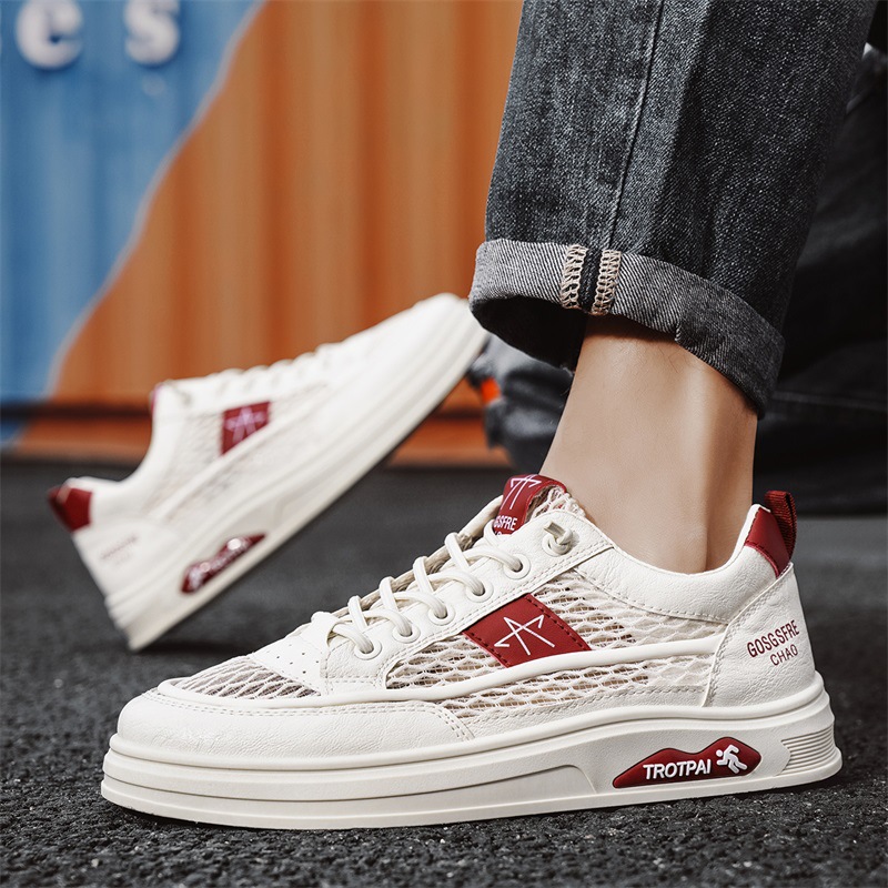 Zapatos de hombre verano transpirable 2025 malla deportiva hueco cómodo todo fósforo antideslizante resistente al desgaste zapatos blancos zapatos casuales hombres