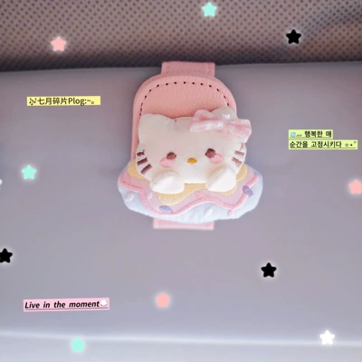 Cute Cat Sunglasses for Girls, Magnetic Clip-On Storage Glasses Holder, Super Cute Kitty Clip-On Magnetic Decoration (Car Glasses Clip/Bill Clip) - donut-kt-pink-leather-glasses-frame