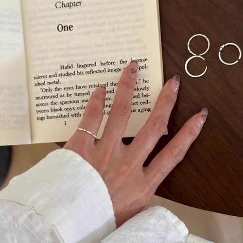 S925 Pure Silver Tail Ring Plain Band Ring for Women, Non-Fading, Stackable, Versatile, Index Finger Ring with Openable Design, Adjustable, Unique and Exquisite